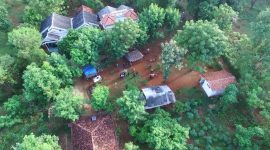 Foto udara titik nol wisata kesehatan Pulau Giliyang, Kecamatan Dungkek, Kabupaten Sumenep, Jawa Timur, Sabtu, 06/07/2019. (Budi, SJ foto)