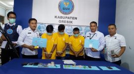BNNK Gresik rilis kasus peredaran narkoba antar pulau, Senin, 16, 09/2019. (Juli/ SJ foto)