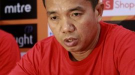 Coach Rasiman hadiri press conference jelang laga Madura United Vs Persela Lamongan di Stadion Gelora Bangkalan, Jawa Timur, Senin, 23/09/2019. (istimewa)