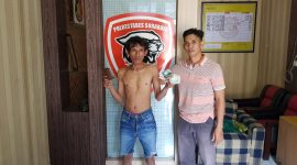 Rokib, copet spesialis angkutan umum jurusan Surabaya-Sidoarjo dibekuk petugas reskrim Polsek Gayungan, Surabaya, Minggu, 22/09/2019. (Joe/ SJ foto)