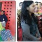 Gubernur Jawa Timur Khofifah Indar Parawansa melihat kerajinan limbah plastik yang dibuat para ibu-ibu binaan PT Santos Jaya Abadi, Sidoarjo, Jawa Timur. (istimewa)