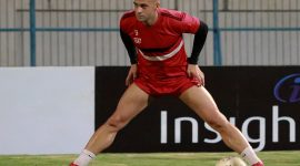 Aleksandar Rakic jalani official training jelang laga melawan Persib bandung di Stadion Gelora Bangkalan, Jawa Timur, Jumat, 04/10/2019. (foto: madura united)