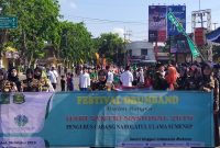 20 Grup Drumband turut memeriahkan Grand Launching hari santri 2019 yang digelar di Taman Adipura, Sumenep, Minggu, 06/10/2019. (Farin/SJ Foto)