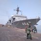 Kapal Perang AL Jepang JS Chiyoda ASR 404 merapat di Pelabuhan Tanjung Perak, Surabaya, Minggu, 24/11/2019. (Joe/ SJ Foto)
