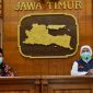 Gubernur Khofifah gelar jumpa pers virus corona (covid-19) di Gedung Negara Grahadi beberapa waktu lalu. (Fahmi/SJ Foto) 