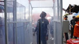 Kapolres Sumenep AKBP Deddy Supriadi melakukan sidak Pos Mudik dan Pengawasan Corona di Pelabuhan Kalianget, Sabtu, 11/04/2020. (*/SJ Foto) 