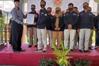 Pengurus Forum Karang Taruna Kecamatan Sukodadi periode 2019-2024 resmi dilantik di Pendopo Kecamatan Sukodadi,Minggu, 30 Agustus 2020. (Makhrus/SJ Foto)