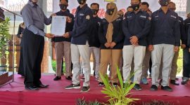 Pengurus Forum Karang Taruna Kecamatan Sukodadi periode 2019-2024 resmi dilantik di Pendopo Kecamatan Sukodadi,Minggu, 30 Agustus 2020. (Makhrus/SJ Foto)