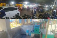 Foto:  Potret PKL depan pasar lenteng pada saat malam hari dan sebagian lapak pedagang yang ditinggal pada siang hari. 