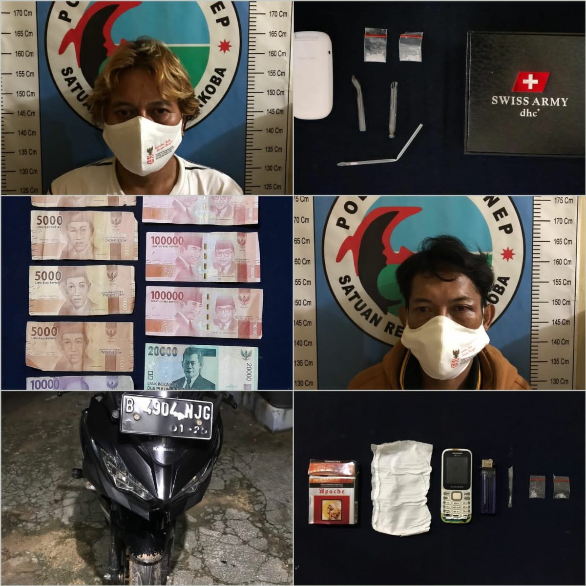 Foto: Kedua tersangka berikut Barang Bukti Saat Diamankan dikantor Satresnarkoba Polres Sumenep