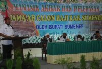 Foto: Pelepasan simbolis Calon Jamaah Haji Kabupaten Sumenep dan Manasik Akbar 2022, di Aula Kantor Kementerian Agama oleh Bupati Sumenep.