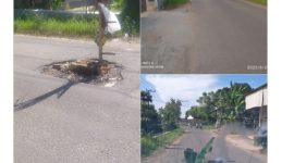 Foto: Kondisi jalan yang rusak di Desa Kambingan Barat Kecamatan Lenteng. 