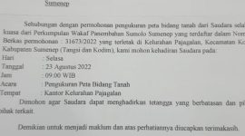 Foto:Surat yang dikeluarkan oleh BPN Sumenep terkait pengukuran lahan yang ditempati Kodim sumenep