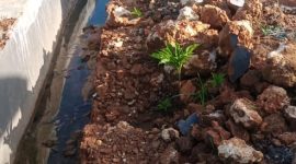Foto:Proyek irigasi di desa Kacongan yang hancur berantakan