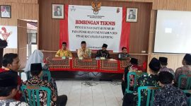 Foto:Ketua PPK Lenteng, Affandi saat membuka acara pelaksanaan Bimtek dengan anggota PPS se Kecamatan Lenteng