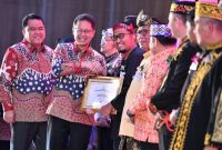 Foto:Moment Bupati Fauzi saat menerima penghargaan dari mentri Kesehatan RI. (ist)