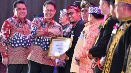 Foto:Moment Bupati Fauzi saat menerima penghargaan dari mentri Kesehatan RI. (ist)