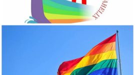 Foto atas: Logo Hari Jadi Sumenep ke-755. Foto bawah: Bendera LGBT. (Kolase Istimewa)