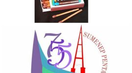 Foto atas: korek kayu. Foto bawah: logo Sumenep Pentahelix. (Kolase Istimewa)