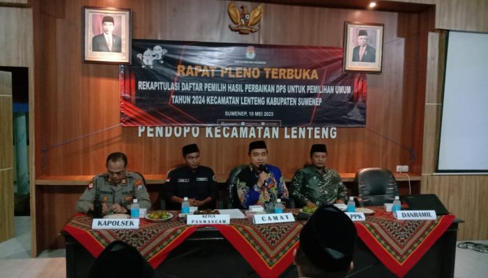 PPK Kecamatan Lenteng Sumenep Gelar Rapat Pleno Terbuka Rekapitulasi DPSHP Pemilu 2024