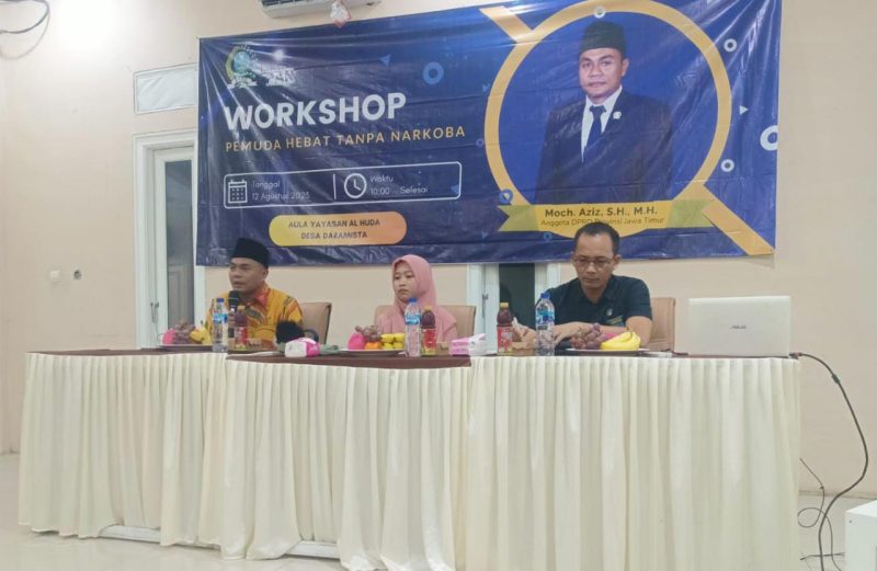Foto:Moch. Azis, SH.MH anggota DPRD Jatim saat membuka workshop bahaya narkoba bagi pemuda
