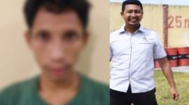 Kolase foto tersangka bersama Kapolsek Prenduan