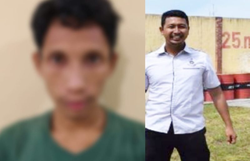Kolase foto tersangka bersama Kapolsek Prenduan