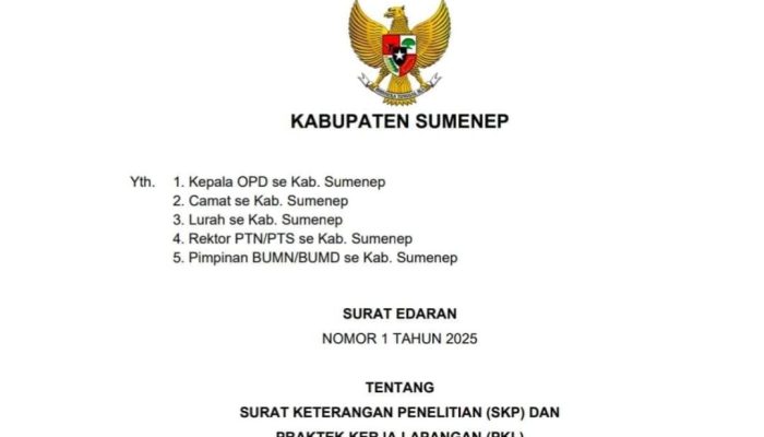 Pemkab Sumenep Terbitkan SE Terkait SKP dan PKL