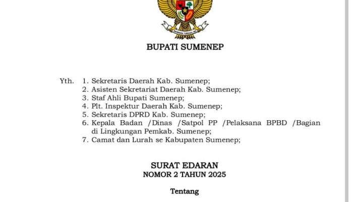 Pemkab Sumenep Keluarkan SE Penyesuaian Jam Kerja ASN selama Bulan Ramadhan 1446 H