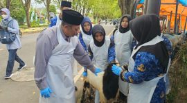 MENGONTROL: Kepala DKPP Sumenep, Chainur Rasyid saat turun langsung mengecek kesehatan hewan kurban di Jalan Urip Sumoharjo (SandiGT - Seputar Jatim)