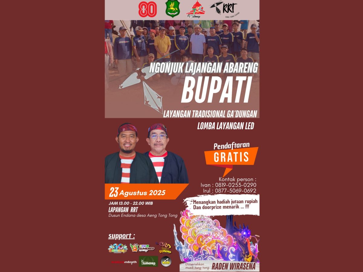 Flayer Event Layangan Led bertajuk 'Ngunjuk Lajangan Abareng Bupati' yang akan diselenggarakan Oleh Team RRT Desa Aeng Tong Tong (Doc. Istimewa)