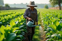 ILUSTRASI: Petani saat menyiram tembakau (Doc. Seputar Jatim)