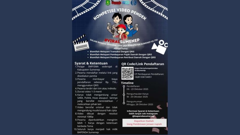 BERKREATIF: Flyer kompetisi video pendek yang diadakan Bapenda Sumenep (Doc. Seputar Jatim) 