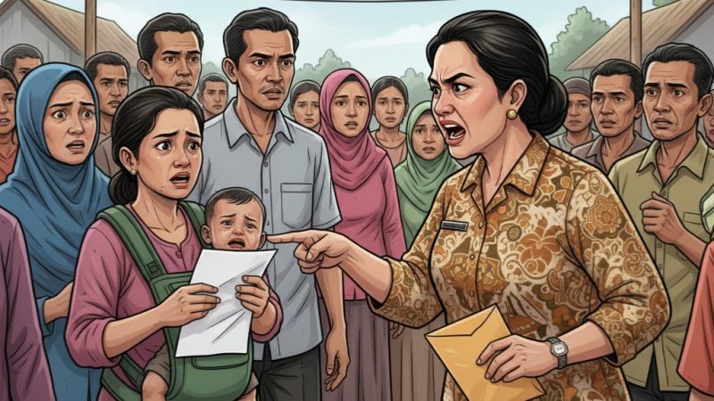 ILUSTRASI: Ketua Kelompok saat mengancam penerima PKH lantaran dilaporkan ke pendamping PKH (Doc. Seputar Jatim)