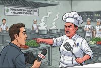 ILUSTRASI: Kepala Dapur SPPG Guluk-Guluk arogan saat ditanya pers (Doc. Seputar Jatim)