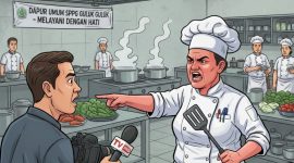 ILUSTRASI: Kepala Dapur SPPG Guluk-Guluk arogan saat ditanya pers (Doc. Seputar Jatim)