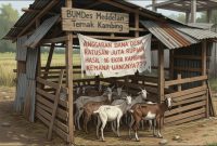 ILUSTRASI: Kondisi kandang ternak kambing milik BUMDes Meddelan. Dari anggaran Dana Desa yang diduga mencapai ratusan juta rupiah, di lokasi hanya ditemukan 16 ekor kambing (Doc. Seputar Jatim)