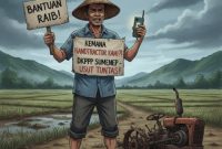 ILUSTRASI: Seorang anggota Poktan Surya Tani Desa Meddelan, menunjukkan sikap protes dan bersiap melaporkan dugaan raibnya handtraktor bantuan pemerintah ke DKPP Sumenep (Doc. Seputar Jatim)