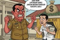 ILUSTRASI: Kepala Desa Meddelan mengamuk, lalu mengancam Ketua BUMDes dilaporkan karena dirinya korupsi (Doc. Seputar Jatim)