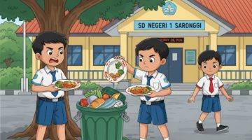 ILUSTRASI: Beberapa siswa membuang menu MBG karena tidak enak (Doc. Seputar Jatim)