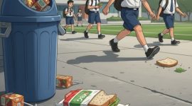 ILUSTRASI: Menu MBG berupa roti dibuang siswa di sekolah (Doc. Seputar Jatim)