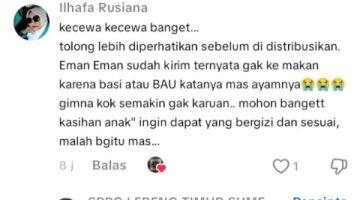 SC: Komentar wali murid yang mengeluh menu MBG busuk di Pasongsongan (TikTok)