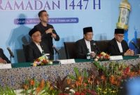 TEGAS: Suasana konferensi pers hasil sidang isbat yang dipimpin oleh Menteri Agama dan perwakilan terkait, saat resmi menetapkan 1 Ramadan 1447 H, di Jakarta (Foto Istimewa)