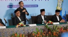 TEGAS: Suasana konferensi pers hasil ‎sidang isbat yang dipimpin oleh Menteri Agama dan perwakilan terkait, saat resmi menetapkan 1 Ramadan 1447 H, di Jakarta (Foto Istimewa)