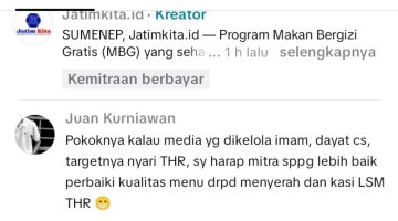 MEDSOS: Akun TikTok Juan Kurniawan saat memberikan komentar pada akun TikTok jatimkita.id (SC TikTok)