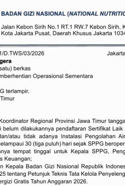 BGN Kembali Suspend Puluhan SPPG di Sumenep, Tak Punya SLHS dan IPAL