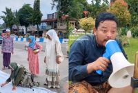 AKSI: TikToker Sumenep, Deni Puja Pranata atau Mana-Mana saat melakukan gerakan seribu tanda tangan untuk Haji Her (SC. TikTok)