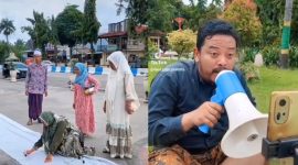AKSI: TikToker Sumenep, Deni Puja Pranata atau Mana-Mana saat melakukan gerakan seribu tanda tangan untuk Haji Her (SC. TikTok)