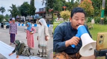 AKSI: TikToker Sumenep, Deni Puja Pranata atau Mana-Mana saat melakukan gerakan seribu tanda tangan untuk Haji Her (SC. TikTok)