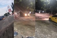 GELAP: Proyek Jembatan di depan SPBU Pakandangan, minim pengaman dan penerangan hingga kerap pengendara alami kecelakaan (Foto Istimewa)